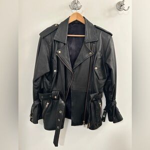 Vintage Black Leather Moto Jacket